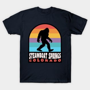 Steamboat Springs Colorado Bigfoot Sasquatch Retro Sunset T-Shirt